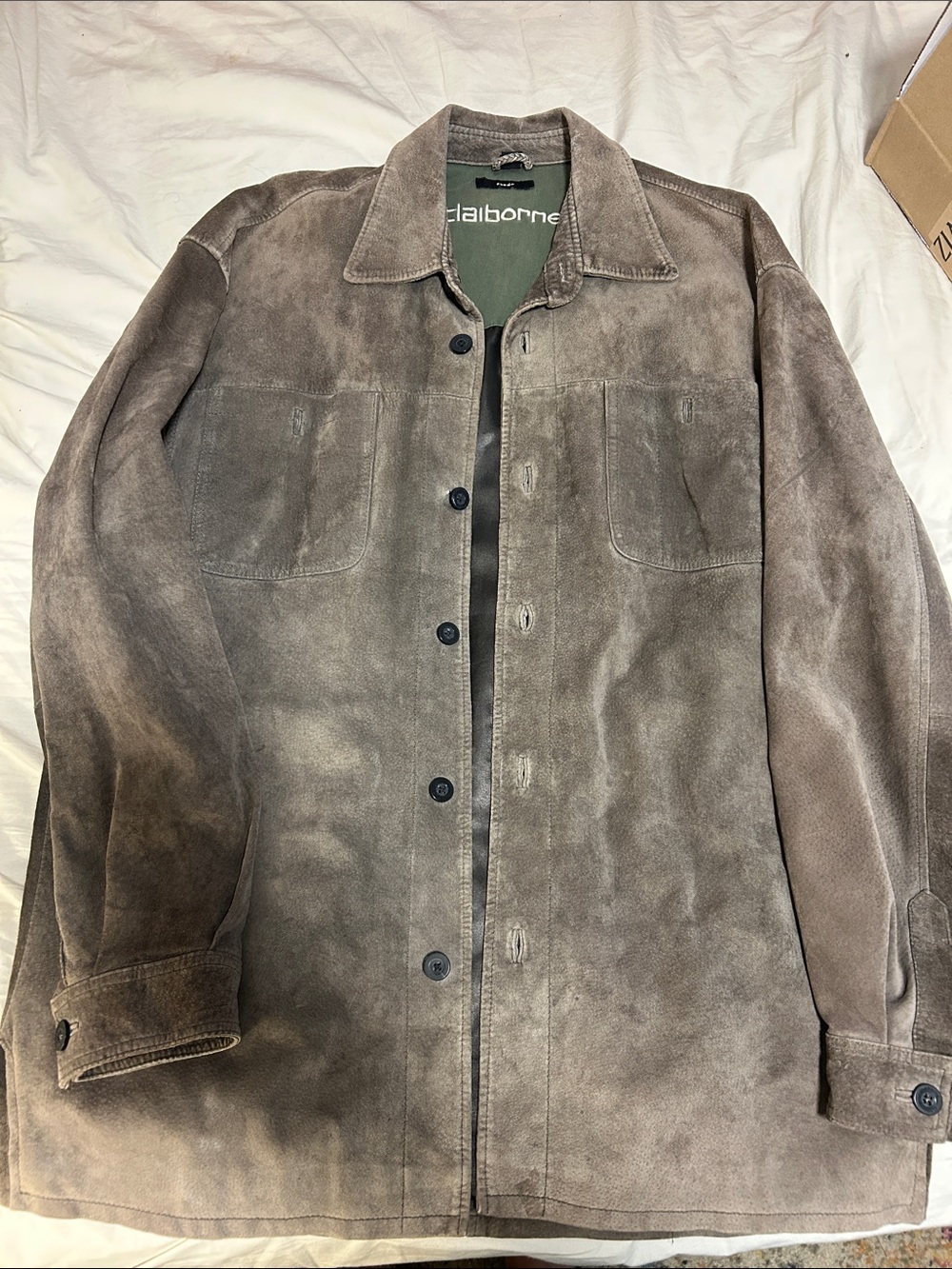 Claiborne Men’s Taupe Suede Jacket, Size M Flaws Disclosed